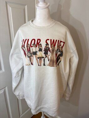 Taylor Swift Eras Tour White Crewneck Sweatshirt 2XL 65% Cotton 35% Polyester